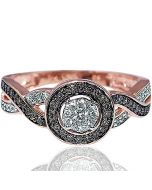 10K Rose Gold Cognac Diamond Engagement Ring Infinity Style 0.45cttw