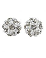 Diamond Earrings Flowers Cognac and White Diamonds 10K Yellow gold 11mm Wide 1/2cttw