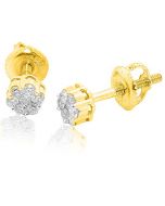 14K Gold Earrings 0.15cttw Diamonds Screw Back Flower Settings Ladies Studs Earrings(i2/i3, i/j)