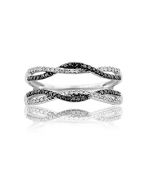 Black and White Diamond Jacket Ring 10K White Gold 0.3ctw 8mm Wide Infinity style