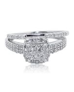 Diamond Wedding Ring Set 10K White Gold Princess Cut Diamonds 0.95cttw (i2/i3, I/j)