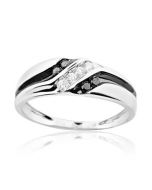 Mens Wedding Ring Black Diamond and White Diamonds 7mm Wide