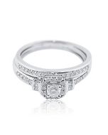 14K White Gold Wedding Set 1/2cttw Diamond Round Solitaire Center Halo Style 2pc (i2/i3,i/j)