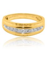10K Gold Wedding Band Mens 1/4cttw Diamonds 7mm Wide Wedding Ring