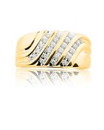 10K Gold Wedding Ring 10mm Extra Wide Mens Band 1/5cttw Diamonds(i2/i3, I/j)