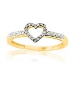 Diamond Engagement Ring Heart Shaped 10K Yellow Gold Cognac and White 1/10cttw