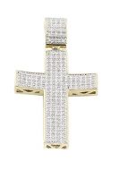 1/2cttw Diamond Cross Pendant 10K Yellow Gold 49mm Tall (i2/i3, I/j)
