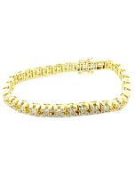 10K Yellow Gold Mens Diamond Tennis Bracelet 2.3cttw 7mm Wikde With Round Solitaires 8.5Inch Long(i2/i3, i/j)