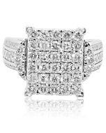 1.4ctw Diamond Bridal Wedding Ring Cocktail Ring Extra Wide 14mm 10K White Gold (i2/i3, I/j)