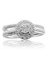 14K White Gold Halo Bridal Set Engagement Ring and Band 0.3cttw (i2/i3, I/j)