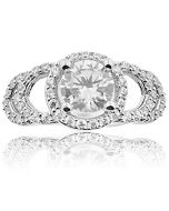 10K White Gold Bridal Wedding Ring 10mm Wide With 1.5ctw CZ