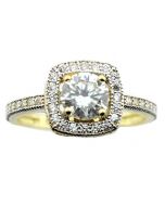 10K Yellow Gold Halo Style Bridal Engagement Ring 9.5mm Wide 10mm Wide
