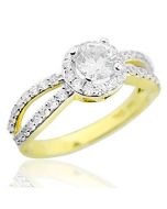 10K Gold Engagement Ring 1ctw Cubic Zarcon With Split Shoulder 8mm Wide