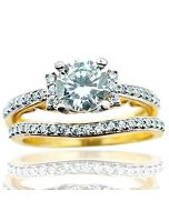 10K Yellow Gold Bridal Wedding Set 2pc 8mm Wide