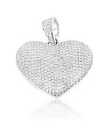 1.00ctw Diamond Heart Pendant 10K White Gold 28mm Tall Puffed with Pave Diamonds(i2/i3, i/j)