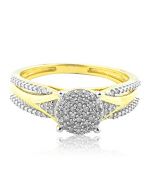 10K Yellow Gold Bridal Engagement Ring 7mm Wide Vintage Inspired Pave Set(i2/i3, i/j)