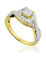 14K Gold Engagement Ring Princess Cut Solitaire Center 1.00ctw Infiniti Style 8mm Wide(i2/i3, i/j)
