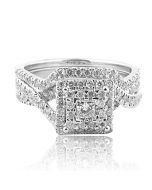 14K White Gold Bridal Ring Set Engagement Ring and Band 0.86cttw 9mm Wide (i2/i3, i/j)
