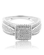 10K White Gold Bridal Engagement Ring 9mm Wide Pave Set Diamonds 9mm Wide 1/2cttw(i2/i3, i/j)