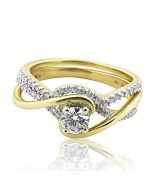 14K Gold Bypass Style Wedding Ring Set 0.59cttw Diamonds Engagement Ring and Band (i2/i3, i/j)