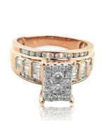 1.00ctw Diamond Bridal Wedding Ring 3 in 1 Style 10K Rose Gold 11mm Wide(i2/i3, i/j)