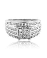14K White Gold Bridal Wedding Ring 1.00ctw Princess Cut and Round 3 in 1 Style 10mm Wide(i2/i3, i/j)