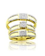 His and Her Trio Rings Set 10K Yellow Gold 15mm Wide 1/2cttw Diamonds(i2/i3, i/j)
