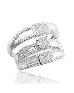 His and Her Trio Rings Set 10K White Gold 15mm Wide 1/2cttw Diamonds(i2/i3, i/j)