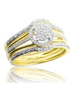 1/4cttw Diamond Wedding Rings Set 11mm Wide 10K Yellow Gold 3pc Set(i2/i3, i/j)