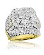 5.00ctw Diamond Bridal Wedding Ring Extra Large 17mm Wide Double Halo 14K Yellow Gold(i2/i3, i/j)