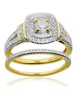 1.00ctw Bridal Wedding Ring Set 14K Yellow gold 0.30ctw 10mm Wide 2pc Set(i2/i3, I/j)