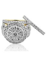 4.00ctw Diamond Bridal Wedding Ring 17mm Wide 14K Gold 3pc Set (i2/i3, I/j)