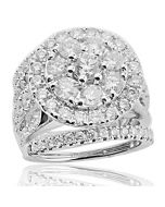4.00ctw Diamond Wedding Ring Set 3pc 14K White Gold Large Round Halo(i2/i3, i/j)