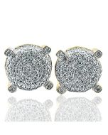 10mm Wide Diamond Stud Earrings for Men 10K Yellow Gold 0.50ctw Diamond(i2/i3, I/j)