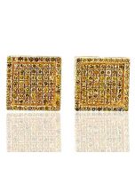 Yellow Diamond Earrings for Men or Women 10K Gold Fashion 0.33ctw Screw on Back(i2/i3)