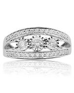 1/2ctw Diamond Bridal Wedding Ring 3 Stone Style 10K White Gold(i2/i3, i/j)
