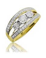 1/2ctw Diamond Bridal Wedding Ring 3 Stone Style 10K Yellow Gold(i2/i3, i/j)