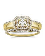 14K Gold Art Deco Style Wedding Ring Set 1.30ctw Diamond 3pc (i2/i3,i/j)