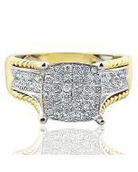 10K Gold Diamond Wedding Ring For Her 1/3ctw 10mm Wide Millgrain Sides Ice on Fire (i2/i3,i/j)