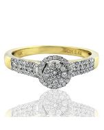 Diamond Halo Engagement Ring Promise Ring For Her 10K Yellow Gold 0.43ctw(i2/i3,i /j)