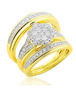 His and Her Trio Rings Set 10K Gold Mens and Womens 3pc Set 1.00ct Diamond(i2/i3, I/j)