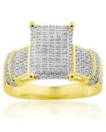 10k Yellow Gold Bridal Wedding Ring 0.37cttw Diamonds Rectangle top
