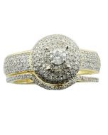 10k Yellow Gold Double Halo Cluster Bridal Set with 0.6Cttw Diamonds 12mm Wide