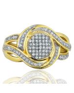 0.30 Cttw Diamond Swirl Wedding Ring Cocktail Ring 10k yellow Gold Extra Wide 15mm