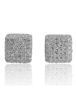 10K White Gold Cube Earrings Studs Mens Fashion Earrings 0.33ctw 8mm Screw Back(i2/i3, i/j)