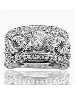 14K White Gold Bridal Wedding Set 1.40ctw Diamonds With Round Solitaire (i2/i3, I/j)