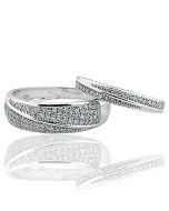 White Gold Wedding Bands His and Her Rings Duo Set 10K 0.25ctw 10mm (i2/i3, I/j)