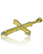 1/2cttw Diamond Cross Pendant 10K Yellow Gold 65mm Tall