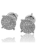 Diamond Stud Earring 0.17ctw 10k White Gold Round Cluster 7mm Screw Back