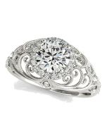 14K White Gold Vintage Engagement Ring 1.50ctw Antique Style Ring